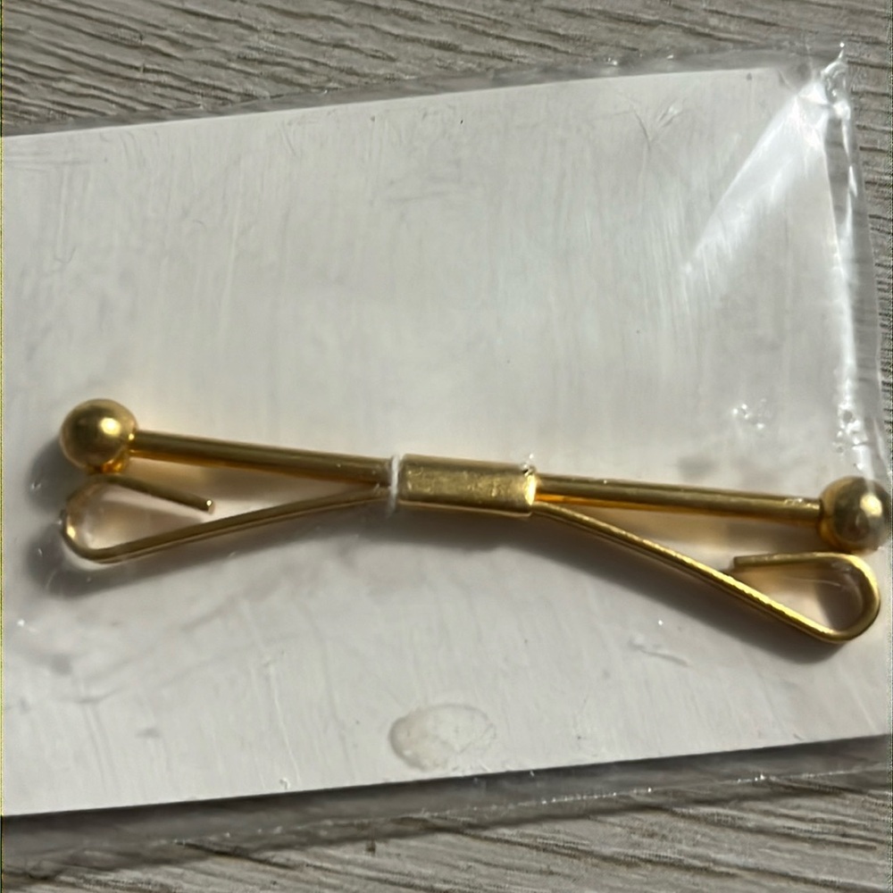 Vtg Gold Tone Collar Clip Collar Bar Collar Holder Men Formal Wear / 2.1”